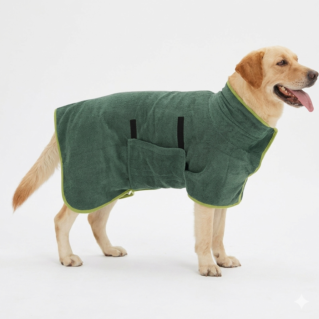 Quick-Dry Dog Bathrobe — Super-Absorbent Microfiber Towel Robe