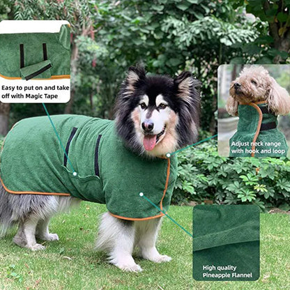 Quick-Dry Dog Bathrobe — Super-Absorbent Microfiber Towel Robe